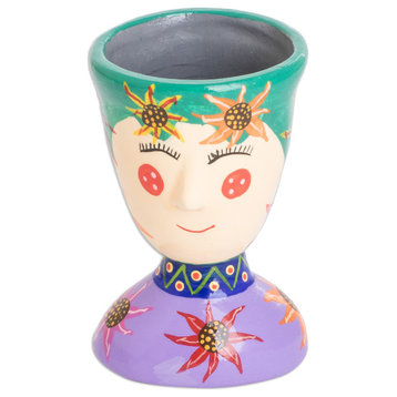 Novica Handmade Flourishing Energy Ceramic Flower Pot, Small