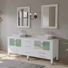 71" Solid Wood Vanity porcelain counter top vessel sinks BN faucets