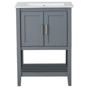 24" Single Sink Vanity, Without Miror and Faucet, Westchester Gray