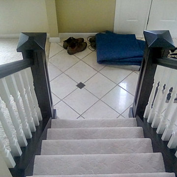custom handrail, shoerail, spindles and newel posts