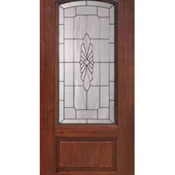 Single Door 80 Fiberglass Versailles 1 Panel Arch Lite Glass - Front Doors