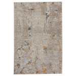Jaipur Living - Vibe Hammon Abstract Gray and Gold Area Rug, 5'3"x7'6" - The Tunderra collection boasts a stunning, textural, and high-end look at accessible price. The Hammon rug showcases a beautifully distressed medallion motif in versatile, neutral hues of gray, taupe, gold, with hints of dark and light blue throughout. This durable and easy-to-clean polyester rug is ideal for heavily trafficked rooms of the home.