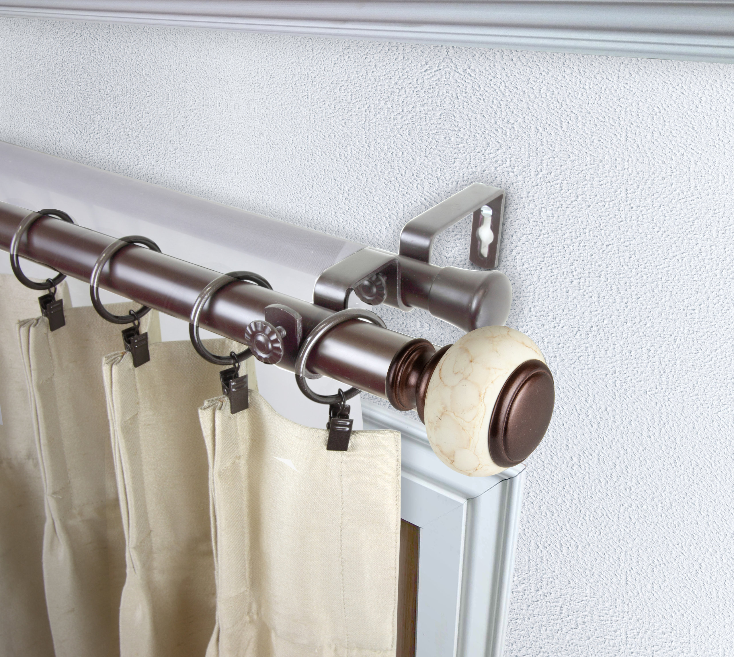 Hadley 1" Diameter Double Curtain Rod, 120-170" - Traditional - Curtain