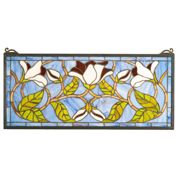 25 Wide X 11 High Magnolia Stained Glass Window