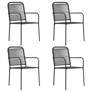 vidaXL Patio Chairs 4 Pcs Outdoor Patio Chair Cotton Rope and Steel Black