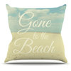Alison Coxon "Gone to the Beach" Tan Blue Outdoor Throw Pillow