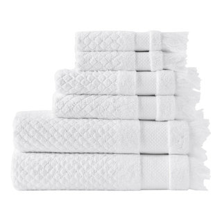 Lavish Home Rio 8 Piece 100% Cotton Towel Set - White & Silver