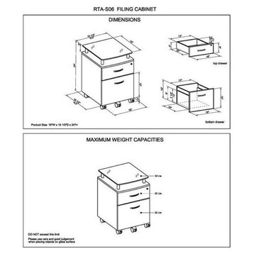 Scranton & Co 2 Drawer Wood Mobile File Cabinet in Graphite