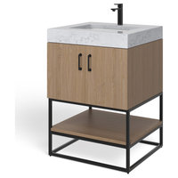 Alistair Bath Vanity, Oak, 24", Matte Black Hardware, Single, Freestanding