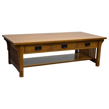 Crafters and Weavers Arts and Crafts Wood Coffee Table in Cherry