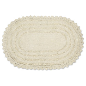 DII Off White Large Oval Crochet Bath Mat