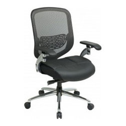 Mesh Back and Top Leather Executive Office Chair - Office Chairs