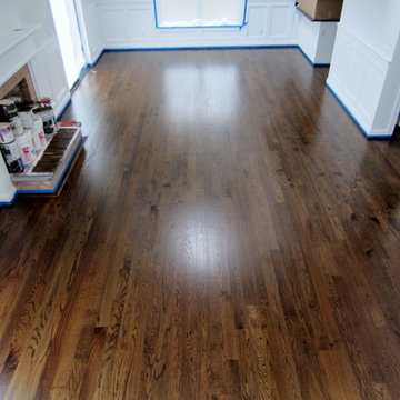 EAST HAMPTON: RED OAK REFINISHED WITH JACOBEAN STAIN & SEMI-GLOSS OIL POLY