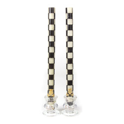 Taper Beeswax Candles - Black/Cream Check Thistle | MacKenzie-Childs - Candles
