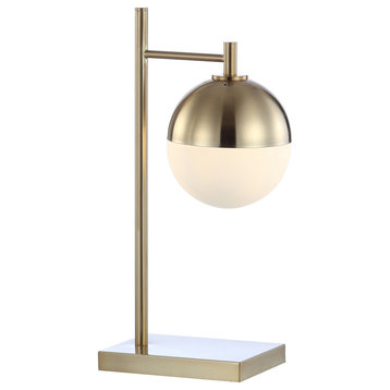 Marcel 21" Iron/Glass Art Deco Globe LED Table Lamp, Brass Gold by JONATHAN  Y