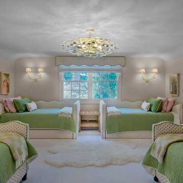 Shared Girls Bedroom with Custom Upholstered Daybeds