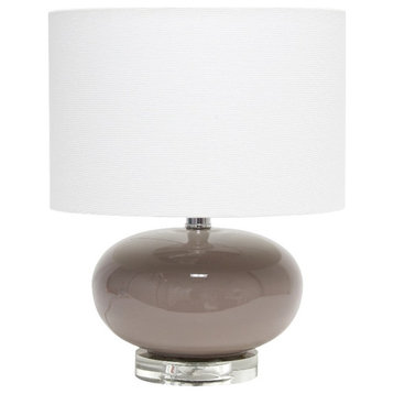 Elegant Designs 15.25" Ceramic Egg Table Lamp with White Fabric Shade Gray