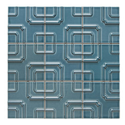 Studio Moderne Petite Imperial Pattern Decorative Field  in Ming Blue Gloss - Tile