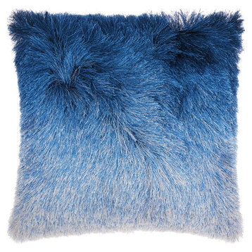 20"x20" Mina Victory Illusion Shag Throw Pillow, Indigo