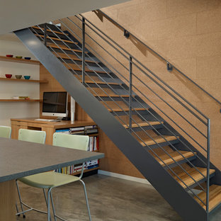 Diseño de escalera recta, vintage, sin contrahuella