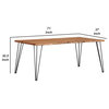 Benzara BM242106 Wooden Dining Table With Live Edge Details & Metal Legs, Brown