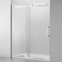 WoodBridge 56-60"Wx76"H Frameless Sliding Shower Door, Brushed Nickel