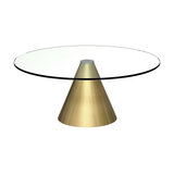 Oscar Round Coffee Table, Clear Glass, Brass Base, Small