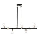 Livex Lighting - Bannister 8 Light Island Light, Black With Brushed Nickel Accents - This 8 light Linear Chandelier from the Bannister collection by Livex Lighting will enhance your home with a perfect mix of form and function. The features include a Black with Brushed Nickel Accents finish applied by experts.