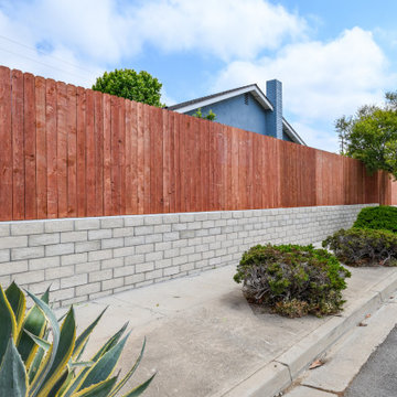 Camarillo Retaining Wall, CMU Block Wall, Wood Fencing