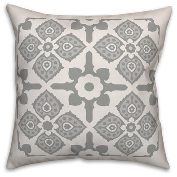 Gray Graphic Tile 18x18 Throw Pillow Cover