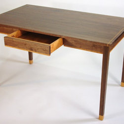 Walnut Writing Desk with Cherry Inlay - Desks And Hutches
