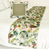 Ivory Cotton Queen 74"x18" Bed Throws Runner Sequins Beaded Floral, Exotic Birds