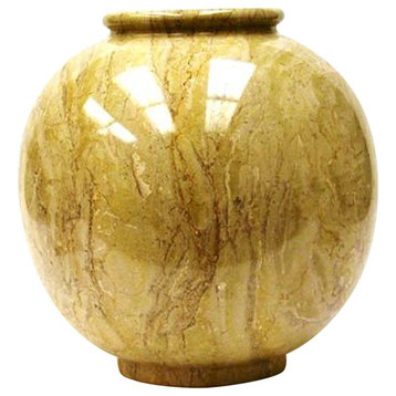 Sahara Beige Marble 12" Round Vase