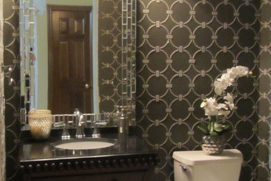Trendy powder room photo in Cleveland