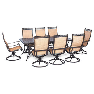 Manor 9-Piece Outdoor Dining Set With Eight Swivel Rockers