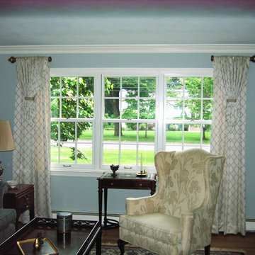 Flip Panel Draperies on Decorative Wood Poles
