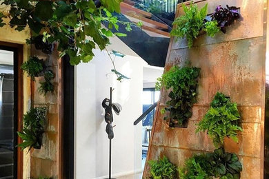 Photo of a large industrial courtyard garden in Perth with a vertical garden.