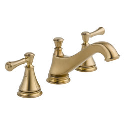 Delta Cassidy Two Handle Wide Spread Lavatory - Low Arc Spout w/ Metal Pop-Up - Bathroom Sink Faucets