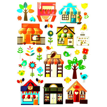 Cartoon House Collection - Wall Decals Stickers Appliques Home Dcor