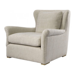 Wingback Linen Upholstered Chair - Armchairs And Accent Chairs