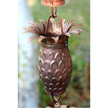 Pineapple Theme Copper Rain Chain With Installation Kit, 13 Foot