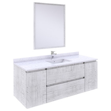 Fresca Formosa Wall Hung Modern Bathroom Vanity with Mirror, Rustic White, 54"