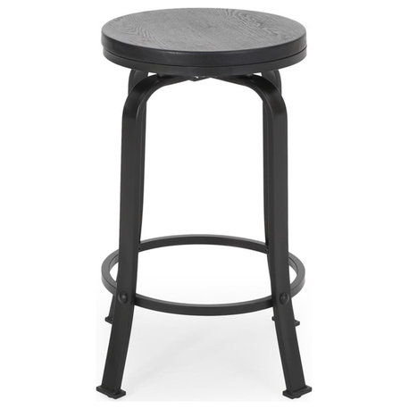 Noble House Skyla Modern Swivel Counter Stool in Black (Set of 2)