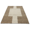 Hand Woven Ivory with Partial Brown Border Wool Rug by Tufty Home, 8x10