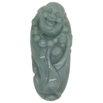 Jade Pendant Light Green Happy Buddha, Laughing Buddha Figure