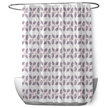 70"Wx73"L Holly Stripes Shower Curtain, Light Purple