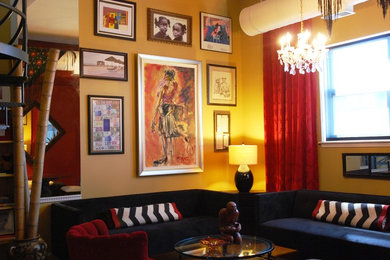 Example of a trendy living room design in Atlanta