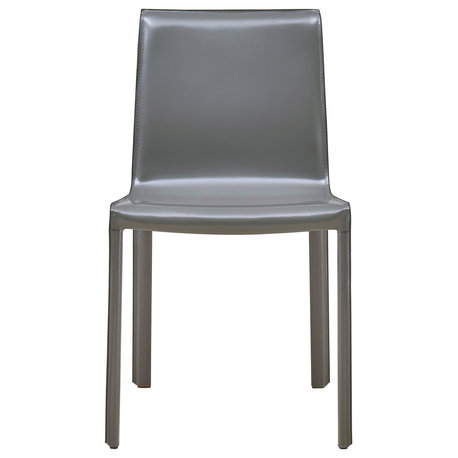 Gervin Recycled Leather Dining Side Chair, Set of 2, Anthracite