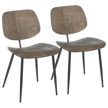 Wilson Chair, Set of 2, Black Metal, Espresso Wood
