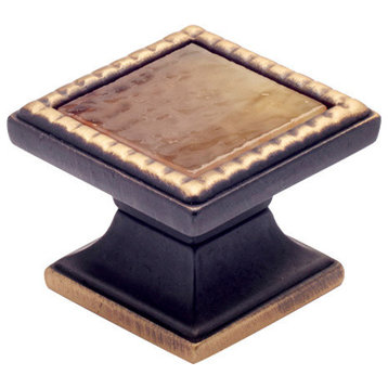 Classico Antique Bronze Square Knob 1.25", Caramel
